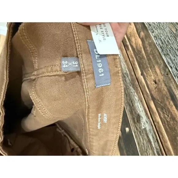 DL1961 NWT AVERY DL ULTIMATE PANT Mens Tigers Eye Brown Modern Straight sz 31x34 - Picture 7 of 7